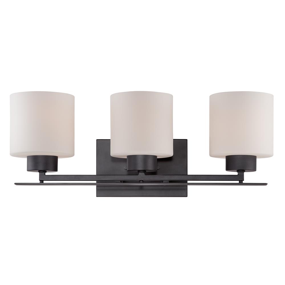Nuvo Lighting 60/5303  Parallel - 3 Light Vanity Fixture with Etched Opal Glass in Aged Bronze Finish